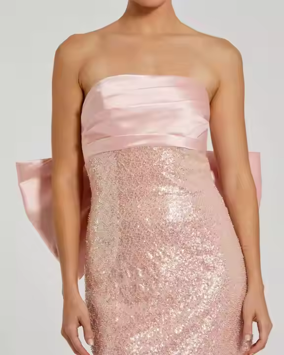 Strapless A-Line Maxi Dress Neck Embellished with Pearls Embroidery Non-Woven Front Simple Fashion Natural Waist for Proms